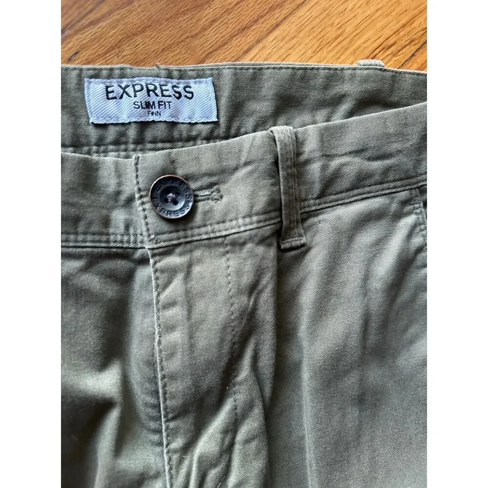Express Slim Fit Green Stretch Jeans Modern Denim Casual Men’s 29x30